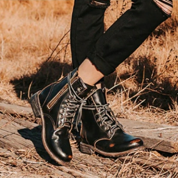 Freebird Manchester Combat Boots Black Leather Size 9